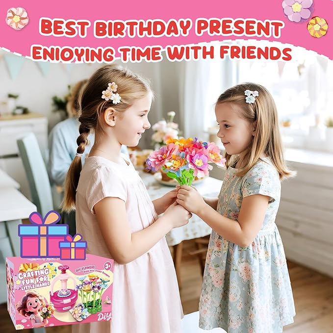 Craft Kits for Girls 4-8 Year Old, Christmas Gift for Grandkids, Arts and Crafts for Kids Ages 8-12 4-8 4-6, DIY Flower Making Kit for Kids, Birthday Gifts for Girls Toys Age 3 4 5 6 7 8 Year Old