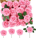 MACTING Pink Artificial Flower Roses 60PCS Real Touch Fake Flowers with Stem Foam Roses for DIY Wedding Bouquet Table Centerpieces Party Bridal Shower Birthday Home Spring Valentines Day Decorations