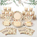 Roshtia 25 Set Floral Party Supplies Flower Paper Plates Napkins Tablewares Disposable Flower Dinnerware for Girls Women Floral Birthday Tea Party Decorations Favors