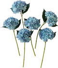 Blue Hydrangea Artificial Flowers,6 Pcs Faux Hydrangea Flowers,Artificial Hydrangeas Flowers with Stems,Fake Hydrangeas,Silk Hydrangeas Flowers with Stems for Home Decor (6, Blue)
