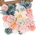 Artificial Flowers Combo Box Dusty Blue Pink Artificial Flowers for DIY Tables Centerpieces Baby Shower Bridal Shower Wedding Bouquet Party Decor