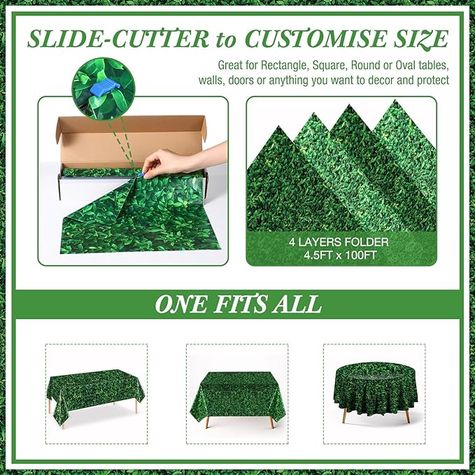Tatuo 1 Roll 54 Inch x 100 Feet Jumbo Green Leaves Photography Leaf Backdrop 3D Waterproof Tree Leaves Background Photo Booth Prop Green Leaf Tablecloths for Baby Shower Birthday Party Decoration