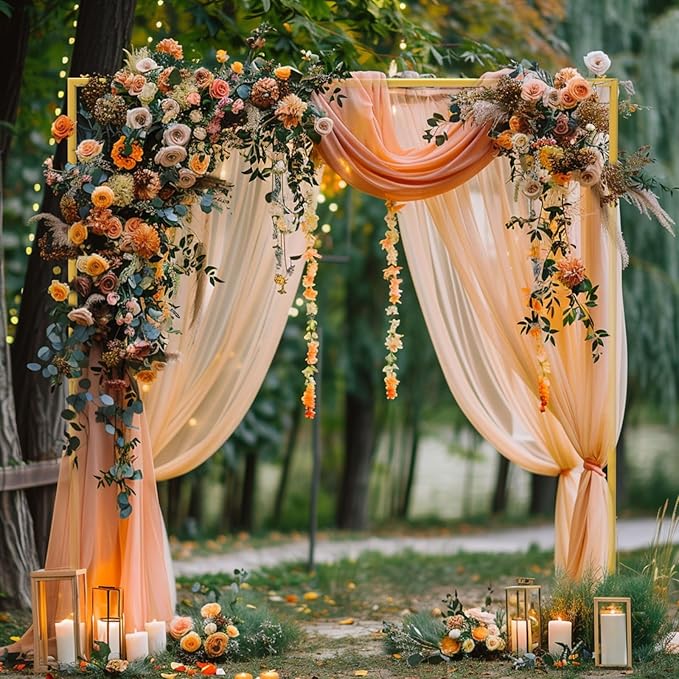 Square Balloon Arch Stand, 8.2x8.2FT Gold Wedding Arch Garden Arbor Garden Arches Metal Arch Backdrop Stand for Ceremony Party Birthday Bridal Baby Shower Anniversary Decoration Wedding Decor