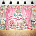 Tea Party Backdrop Let's Partea Happy Birthday Photography Background Wonderland Pink Rose Floral Teapot Women Tea Party Decor Banner Portrait Photo Booth Studio Props 10x7ft FU085YL