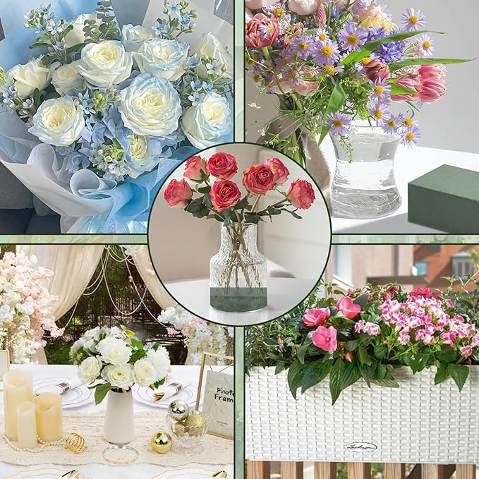 10 Pcs Floral Foam Blocks, 5.5"L x 3.1"W x 1.7"H Green Dry & Wet Flower Foam for Fresh and Artificial Flowers, Plant Foam for Wedding, Birthdays, Pary, Home Decorations