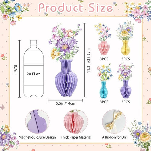 12PCS Wildflower Honeycomb Centerpiece Table Decorations Flower Centerpieces for Tables Wildflower Party Decorations for Birthday Baby Shower Wedding Spring Mothers Day Graduation Garden Party