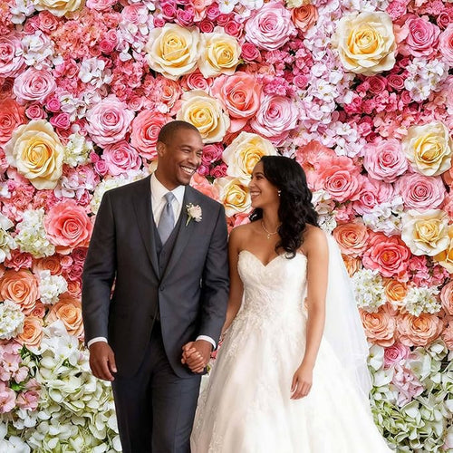 10x6ft Flower Backdrop for Photography Pink Floral Flowers Girls Birthday Baby Shower Mother's Day Wedding Photo Background Cake Table Decoration Supplies Studio Props Banner