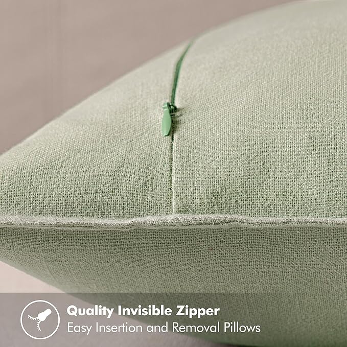 MIULEE Decorative Linen Euro Sham Pillow Covers 26x26 Light Green Boho FarmhouseNeutral Couch Throw Pillows for Bed Pack of 2 Accent Modern Pillowcase Summer Sofa Livingroom Home Decor
