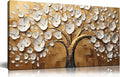 Large Wall Art for Living Room Bedroom Office Tree Art Wall Decor Gold Artwork Tree of Life Wall Art White Flower Framed Wall Decor Modern Canvas Prints 20x40 In
