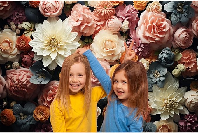 Floral Backdrop Full Glory Vibrant Blossoms Various Flowers Photography Background Idyllic Romantic Floral Theme Party Anniversary Wallpaper Adult Artistic Portrait Photo Studio Props 5x4ft