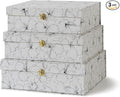 Soul & Lane Black and White Floral Cardboard Decorative Storage Boxes with Gold Hardware - Set of 3, Hibiscus Harmony - Stacking Boxes with Lids for Home Decor and Organizing, Elegant Design