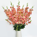 8 pcs Coral Delphinium Artificial Flowers, 34.25''Artificial Snapdragon Flowers Tall Fake Flowers Silk Flowers Faux Delphinium Bulk for Tall Vase Home Wedding Garden Table Decor (Coral)