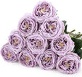10pcs Real Touch Peonies Artificial Flowers, Faux Austin Rose with Long Stem Look Real Fake Flower for Christmas Valentines Arrangement Wedding Party Home Kitchen Decor (Light Purple)