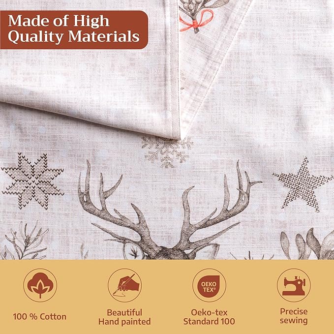 Maison d' Hermine Table Runner 100% Cotton Double Layer Table Runners 72 inches Long for Thanksgiving Christmas Decorations Home Kitchen Dining Party Wedding (Christmas Dew, 14.5" x 72")