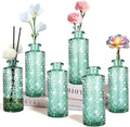 Glass Flower Vase, Green, Small Vase, Aromatherapy Bottle, 6 Sets, Simple Solid, for Birthday, Wedding, Thanksgiving, Home Decoration
