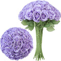 Artificial Rose Flower Artificial Flowers Flower with Long Stem Silk Roses Bouquet for Wedding Bridal Shower Party Home Decoration (Lavender, 30 Pcs)