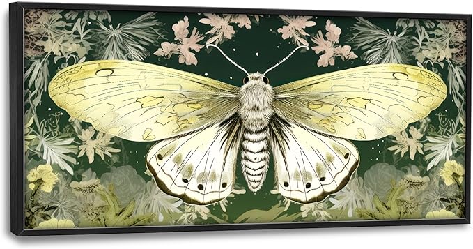 Moth Large Decor Wall Art Framed Pictures for Living Room, Butterfly Insect Oversized Canvas Print Painting Modern Extra Large Framed Artwork for Bedroom Office Home Decor 60"x30"
