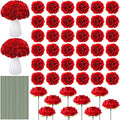 200 Pcs Flowers Long Stem Artificial Rose Bulk, 3.2 Inches Silk Rose Head Flowers Faux for Wedding Bridal Bouquet Independence Day Home Floral DIY Centerpieces Party Decoration(Red)