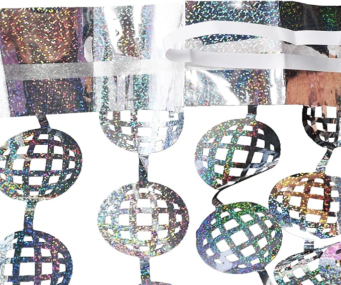 BRAVESHINE Hanging Balls Party Streamers Backdrop - 2 Pack Silver Tinsel Foil Fringe Curtains for Christmas/70s/80s/90s/Discoball/Birthdays/Bachelorette/Engagement/Music/Dance/New Years Decorations