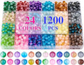 XSEINO About 1200+ PCS 6mm Double Colors Style Glass Beads Bracelet Making Kit,24 Assorted Double Colors Series Crystal Beads for Jewelry Making and DIY Crafts, Friendship Bracelets