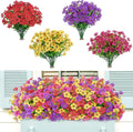 Lifewit Artificial Flowers for Outdoor Indoor, 24 Bundles Plastic Fake Flowers Daisy with Eucalyptus Leaves for Home Garden Decor, Porch, Window Box(Mix for Fuchsia Purple Yellow Red)