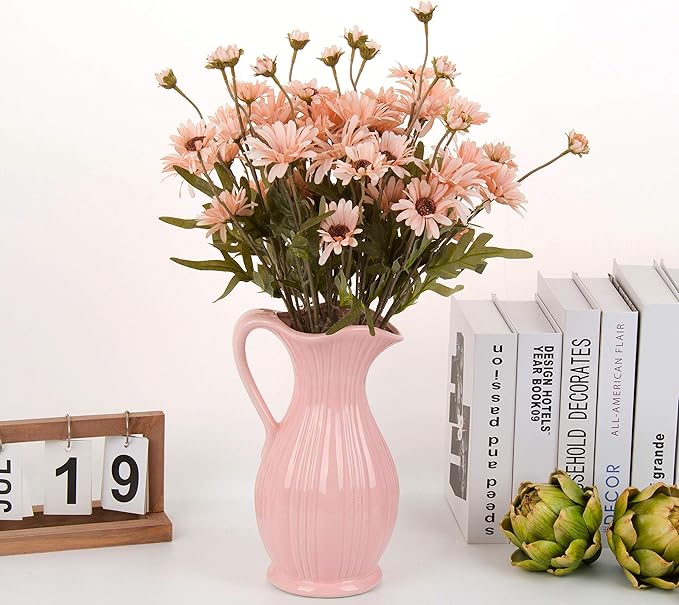 12pcs Gerbera Daisy Artificial Flowers 20 Inch Long Stem Artificial Daisy Mums for Home Décor Centerpiece Wedding Bridal Bouquet DIY(Purple)