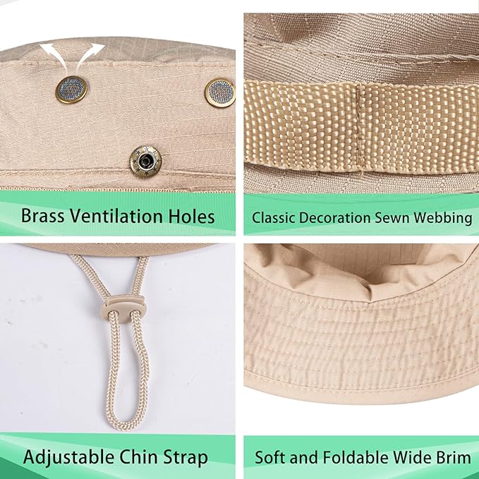 Sun Hats for Men Women Boonie Hat UPF 50+ Bucket Hat Wide Brim UV Protection Fishing Hiking Safari Outdoor Hats