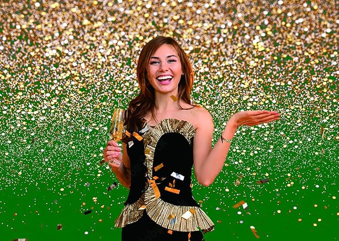 8x6ft Green and Gold Backdrop Golden Spots Backdrop for Photography Vintage Astract Background for Family Birthday Party Newborn Studio Props