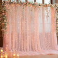 10x8ft Peach Tulle Backdrop Curtain with Lights String for Parites, Sheer Backdrop Curtains for Wedding Baby Shower Birthday Party Photo Shoot Decorations