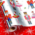 MAYPLUSS Christmas Nutcracker Wrapping Paper - 17 Inch X 33 Feet - Metallic Christmas Gift Wrapping Paper Featuring Holly Cute Ballet Girl Reversible Snowflakes for Holiday Party New Year Kids