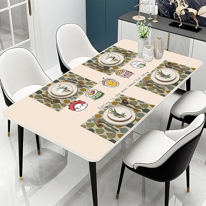 Placemats Set of 6, Autumn Leaves Abstract Leaf Linen Place Mats,Modern Washable Table Placemats 12"x18" Heat Resistant Table Mats for Dining Kitchen Party Holiday Decoration
