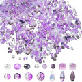 1000pcs Glass Beads for Jewelry Making Colorful Rainbow Craft Crystal Beads with Loose Beads Sparkly Beads for DIY Necklace Bracelet Earring(Purple)
