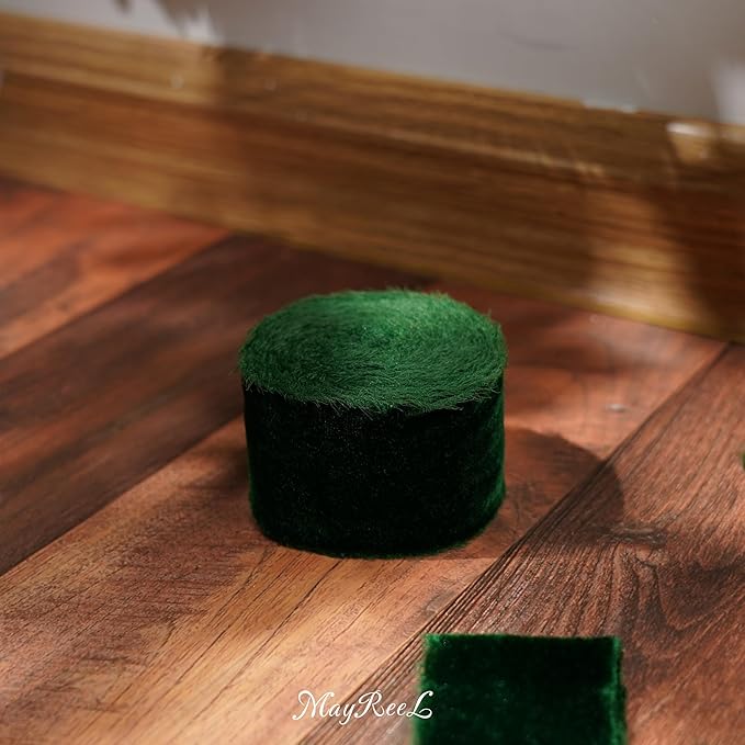 MAYREEL 2 Inch Green Velvet Ribbon Hand Torn Forest Green Silk Frayed Edge for Christmas Gift Wrapping Bridal Bouquets Invitations Wedding Vow Books Gift Baskets 3 Yards
