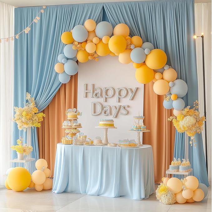 Metal Arch Backdrop Stand and Cover Set, 8FT, 7.2FT Party Backdrop, Easy to Assemble, Backdrop Stand for Parties, Birthday, Baby Shower