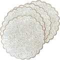Ridhi Taupe Color Bo-ho Round Place Mat Double Layer Floral Cotton Washable Placemats 15" Round Embroidery Block Print Table Mat Pack of 4-15 Inch Round