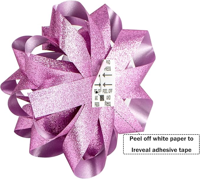 WRAPAHOLIC 16 Pcs Gift Bows Assortment - 14 Multi Colored Assorted Size Gift Bows(Pink, Gold), 2 Crimped Curling Ribbons, Perfect for Holiday, Party
