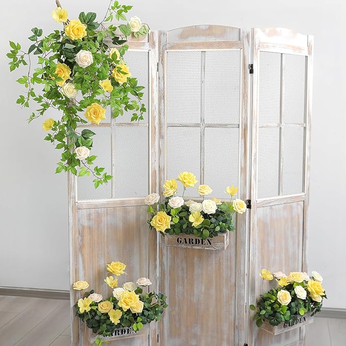 YYHUAWU Artificial Flowers Combo Box Set Gradient Yellow Flower Leaf with Stems for DIY Wedding Bouquets Centerpieces Baby Shower Party Home Decorations
