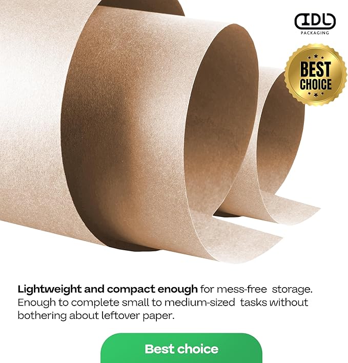 12" x 1200" (100 ft) Brown Kraft Paper Roll, Pack of 2 - USA-Made Quality Craft Paper for Gift Wrapping, Kids' Arts & Crafts, School Projects - 100% Recycled, 50 lb Natural Material by IDL Packaging