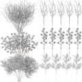 75 Pcs Christmas Glitter Branches 3 Styles Artificial Christmas Picks Berries Stems Pine Needles Floral Twig Spray for Xmas Tree Ornaments DIY Wreath Garland(Silver)