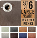 UnivoColors Washed Cowhide Pattern Faux Leather Big Size Placemats Set of 6, Waterproof Easy to Clean Anti-Slip PU Table Mats for Party Decoration19.7″×13.6″,Dark Brown Retro Cowhide Pattern