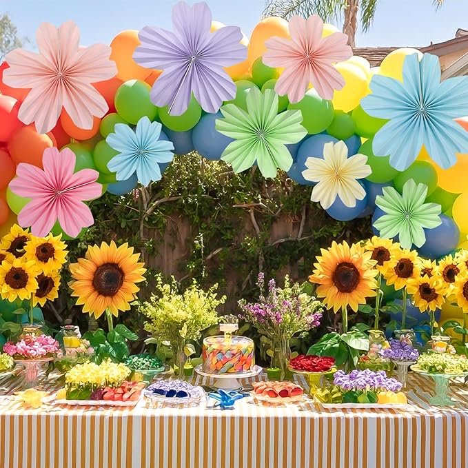 9 Piece Set Paper Flowers Decorations for Wall,3 Sizes 8-14 inch Flower Decor Flower Wall Giant Flowers for Decoration,Classroom Decor