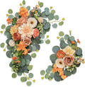 Artificial Wedding Arch Flowers for Wedding Sign,Set of 2 for Wedding Welcome Ceremony Sign,Faux Floral Swags,Wedding, Banquet and Reception Backdrop Floral Decoration (Orange)