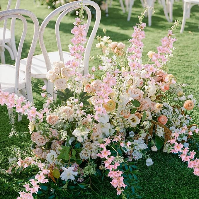 8PCS Delphinium Artificial Flowers 33.5'' Larkspur Silk Flowers Tall Pink Long Stem Artificial Flowers for Wedding Table Centerpieces Home Garden Decor(Light Pink)