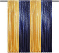 Sequin Backdrop Curtain 4 Panels 2FTx8FT Glitter Background Drapes Gold and Navy Blue Sparkle Photography Backdrop for Party Wedding Birthday Wall Decoration