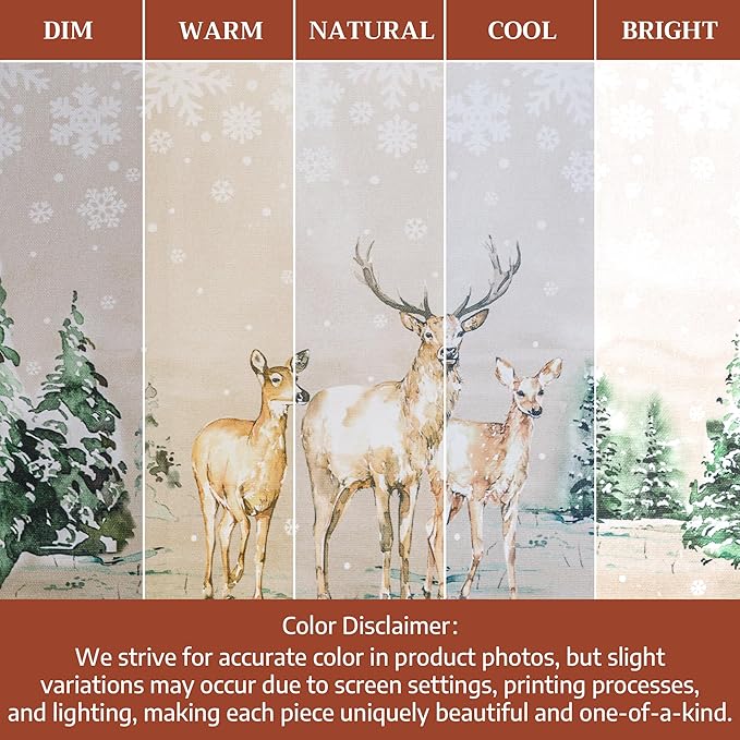 Maison d' Hermine Table Runner 100% Cotton Single Layer Table Runners 108 inches Long for Thanksgiving Christmas Decorations Home Kitchen Dining Party Wedding (Deer in The Woods, 14.5" x 108")