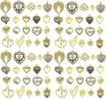 WOCRAFT 60pcs Antique Gold Heart Valentine's Day Wedding Charms for Jewelry Making Sets DIY Necklace Bracelet Keychain Crafting Charms Kit Craft Supplies (SN918)