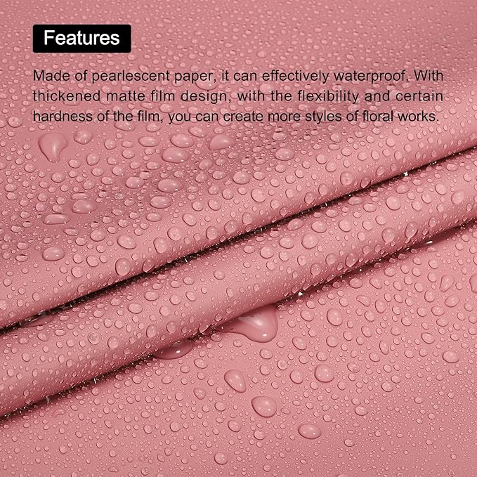 MECCANIXITY 10 Pcs Flower Wrapping Paper 22.8x22.8 Inch Waterproof Florists Wrapping Paper for Florist Bouquet Supplies, DIY Crafts, Gift/Gift Box Packaging Dark Red