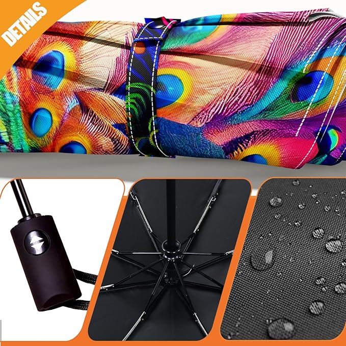 Small Compact Travel Automatic Folding Umbrella for Women, Portable Lightweight, Rain, Wind, UV Sun Shade