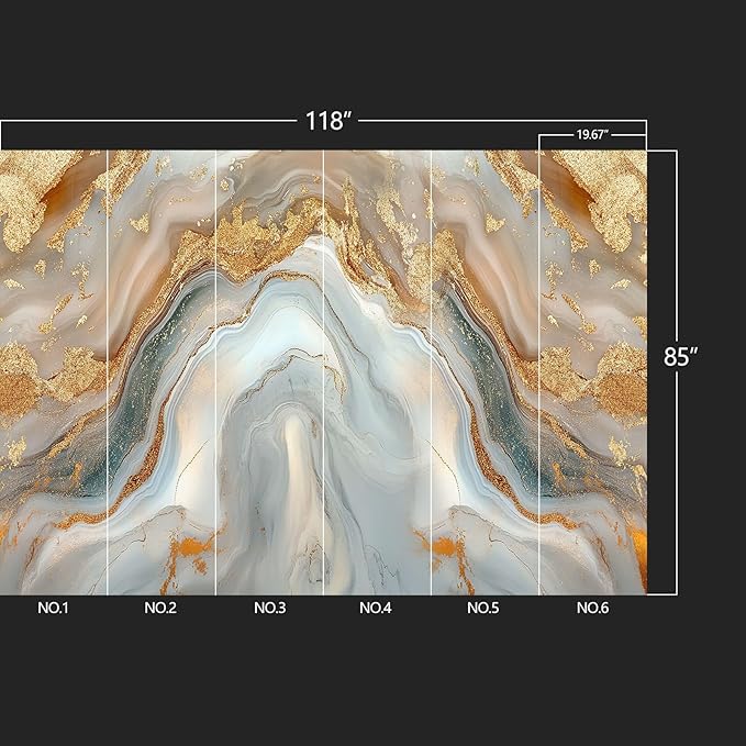 Golden Marble Peel and Stick Wallpaper Abstract Wall murals for Bedroom Living Room - 85"x118"