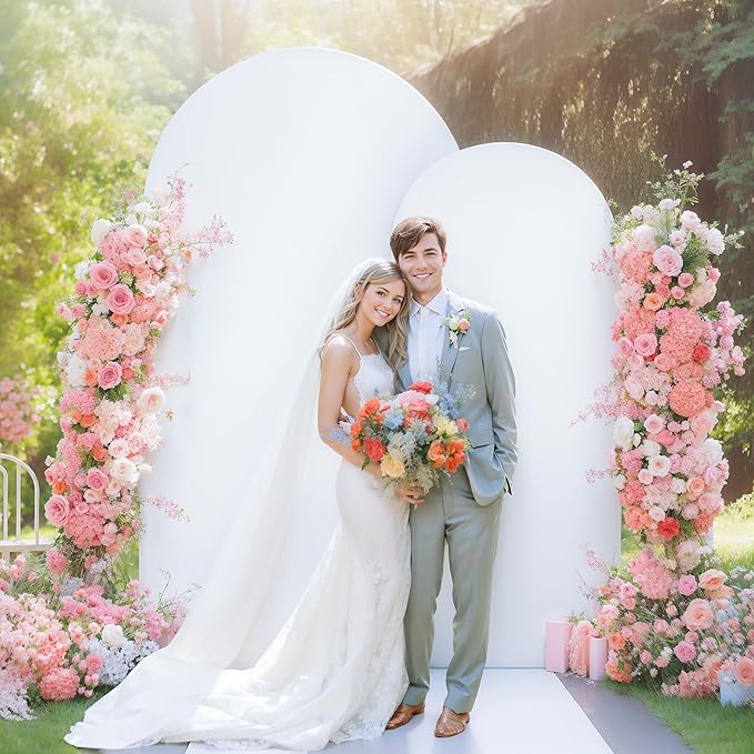 Pink White Arch Backdrop Cover Set of 2 Arch Covers 7.2 and 6ft Wedding Arch Cover Stretchy Backdrop Bridal Baby Shower Birthday Party Arches Stand Covers Spandex